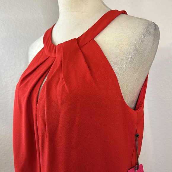 VINCE CAMUTO CREPE PLEAT SHEATH MIDI DRESS IN CINNAMON Size 10 NWT - Picture 8 of 12